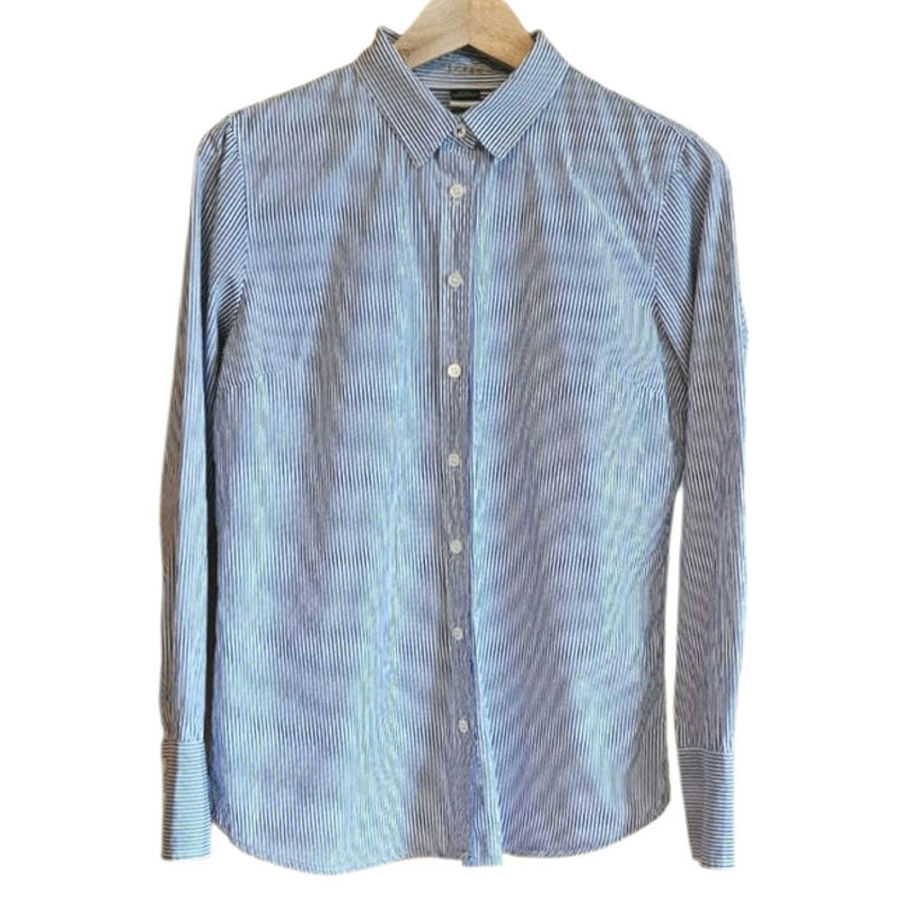 J. Crew Kathryn Classic Stripes Slim Fit Button Down Blue White Women's Medium